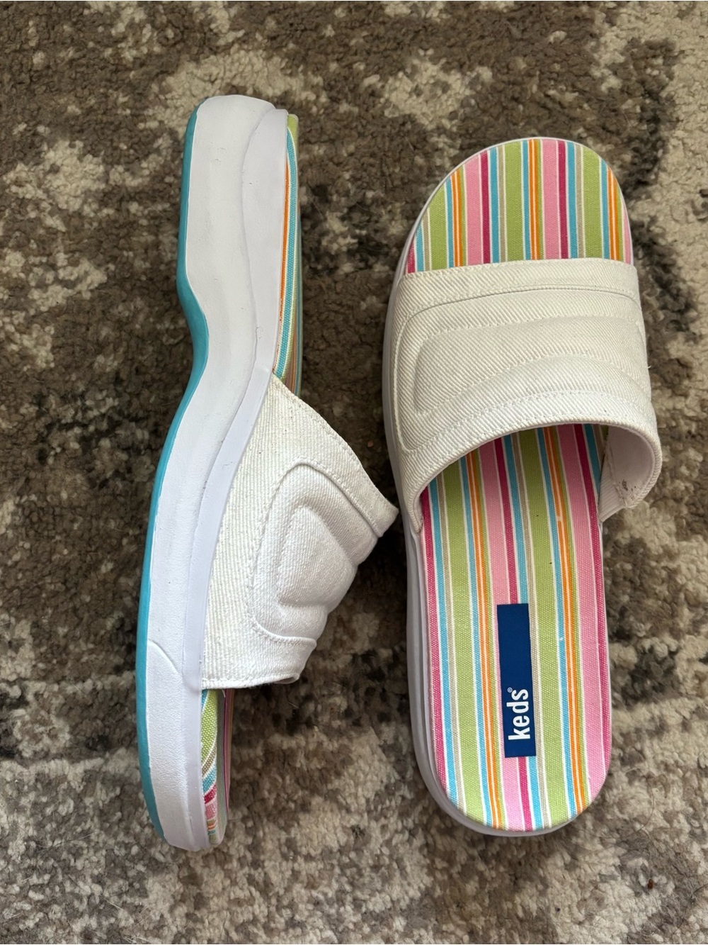 Keds Womens White Cotton Beach Travel Comfort Slide Sandals Size 9.6 - Picture 4 of 13